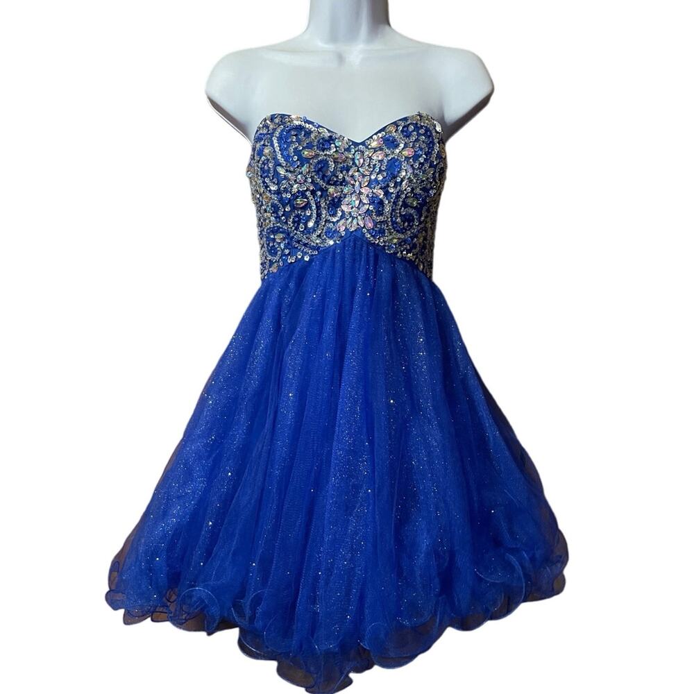 Fiesta Fashion Size S Blue Full Skirt Sequined Fit & Flare Formal Dress